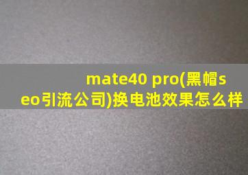 mate40 pro(黑帽seo引流公司)换电池效果怎么样